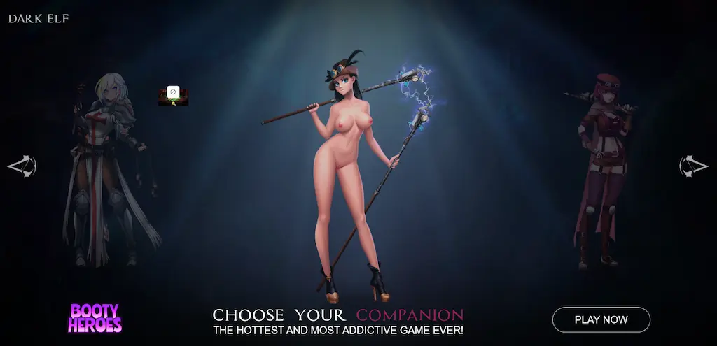 Eroine fantasy dalla pelle verde in posa sensuale nel gioco Booty Heroes 2025