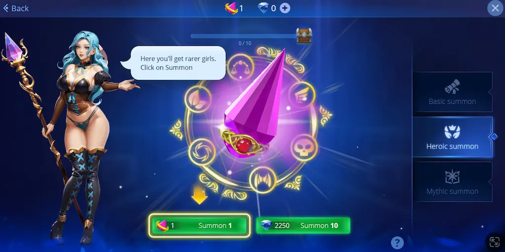 Selezione delle eroine disponibili con abilità e poteri nel gioco hot Booty Heroes