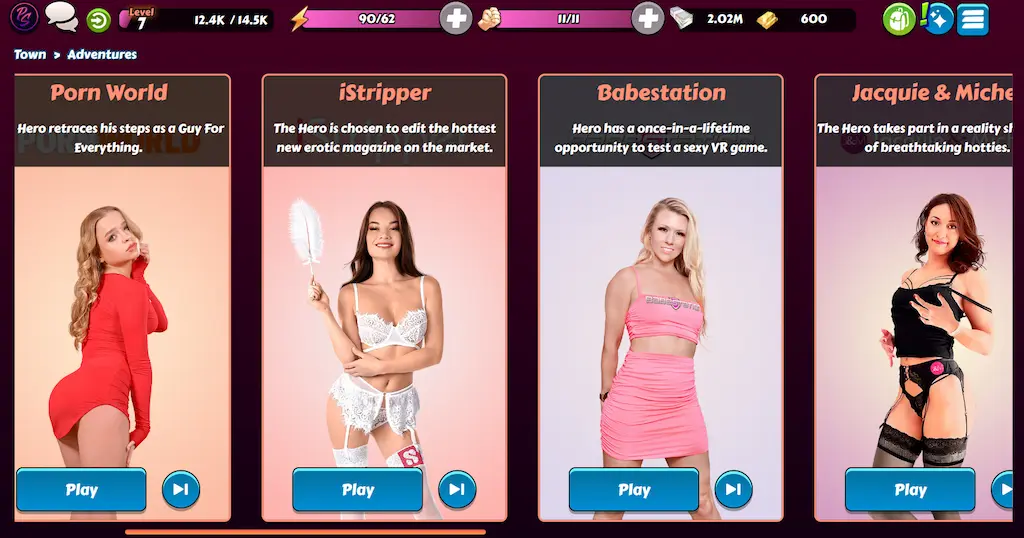 Illustrazione donne sexy e sbloccabili di Pornstar Harem