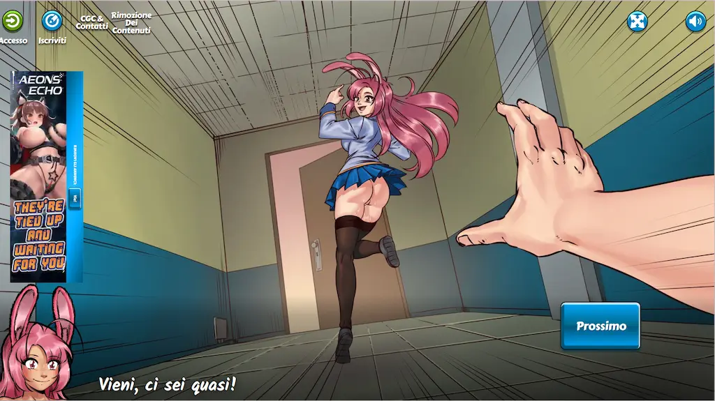 schermata del fumetto hentai heroes in cui c'è una ragazza che si fa rincorrere