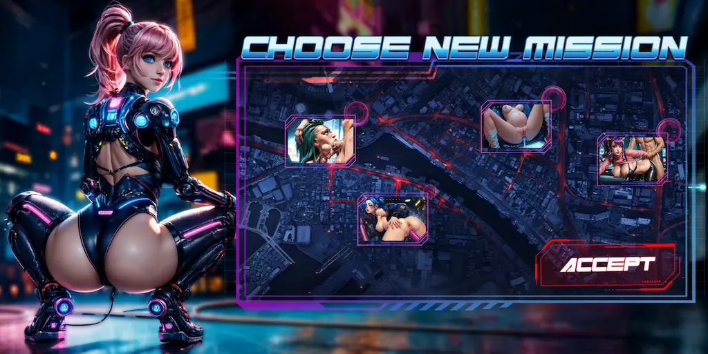 Interfaccia iniziale Lust Goddess dove puoi trovare nuovi missioni e livelli del gioco