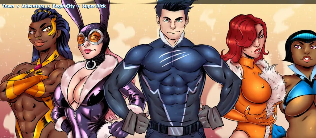  I protagonisti del gioco Comix Harem 2025: supereroi e supereroine pronti per avventure hot a fumetti