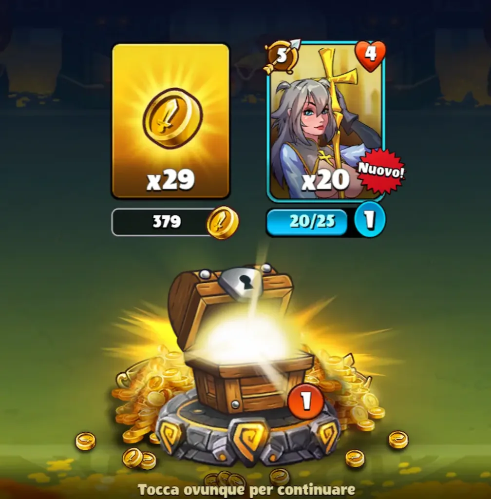 Ricompensa in oro e carta personaggio in Cunt Wars dopo una battaglia vinta, gioco erotico online anime.