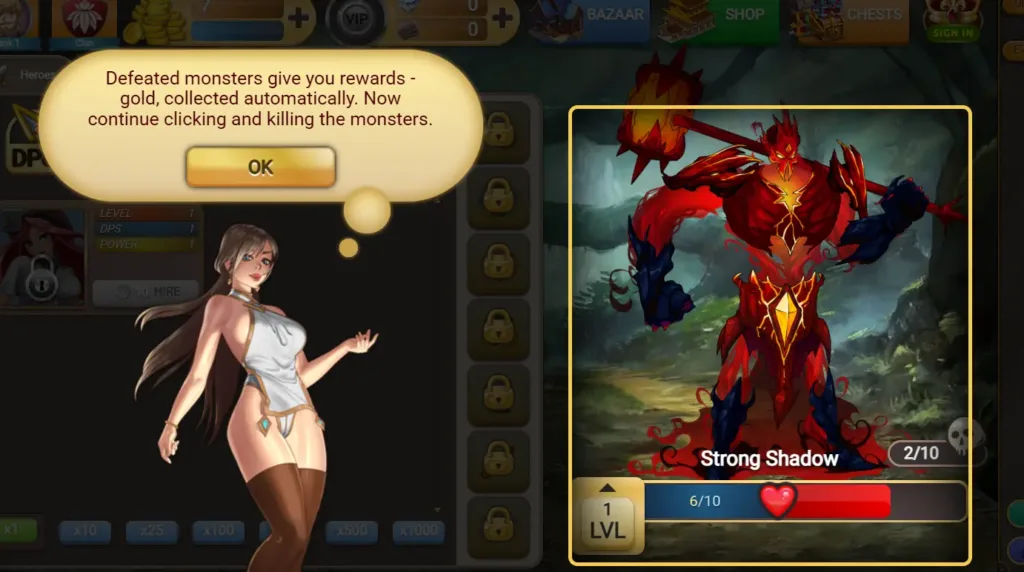 Combattimento in stile clicker con personaggi sexy in Fap Titans