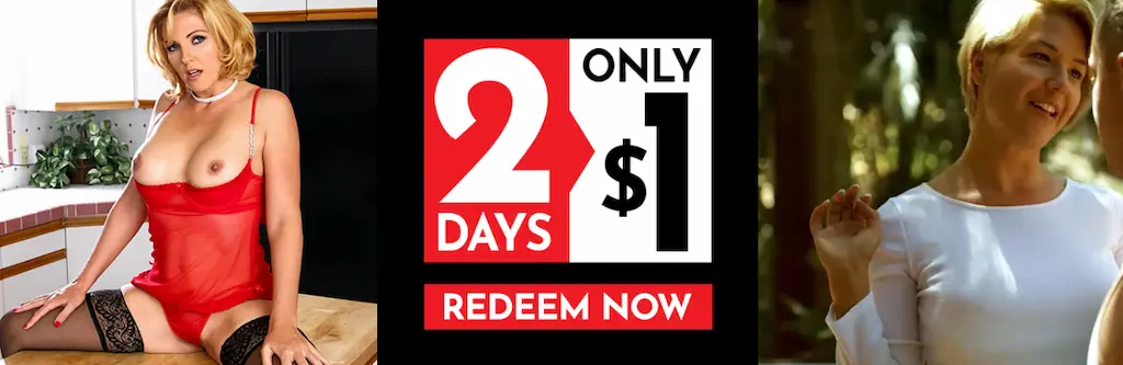 immagine di Attrice bionda in lingerie rossa e donna matura che seduce per Offerta Milfed: 2 giorni a solo 1 dollaro – approfitta della promo estate milfed 2025