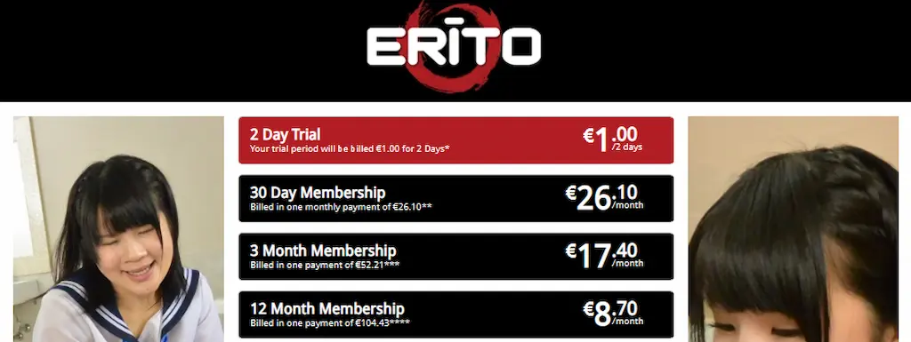 Nuovo layout Erito 2025 con piani di abbonamento mensili e annuali