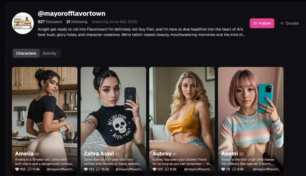 Personaggi femminili creati su OurDream AI 2025, esempio di intelligenza artificiale erotica con gioco erotico AI innovativo e AI girlfriend italiana
