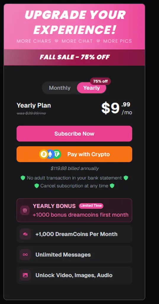 Offerta abbonamento annuale OurDream AI 2025 con 75% di sconto, AI girlfriend italiana e intelligenza artificiale erotica innovativa