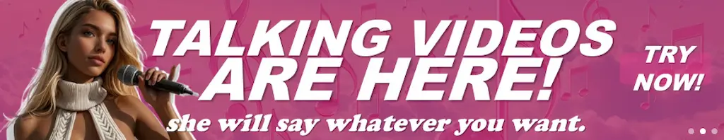 Banner promozionale OurDream AI 2025 con la nuova funzione Talking Videos per giochi erotici con AI e AI girlfriend italiana