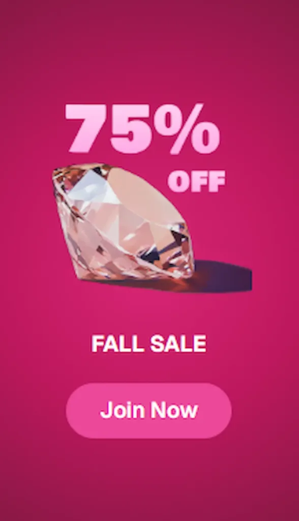 Banner promozionale OurDream AI 2025 con Fall Sale al 75% di sconto per abbonamenti annuali e premium
