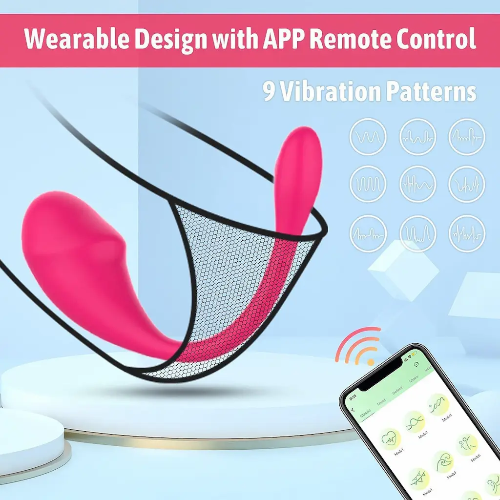 Vibratore di coppia telecomandato indossabile con controllo tramite app e nove modalità di vibrazione