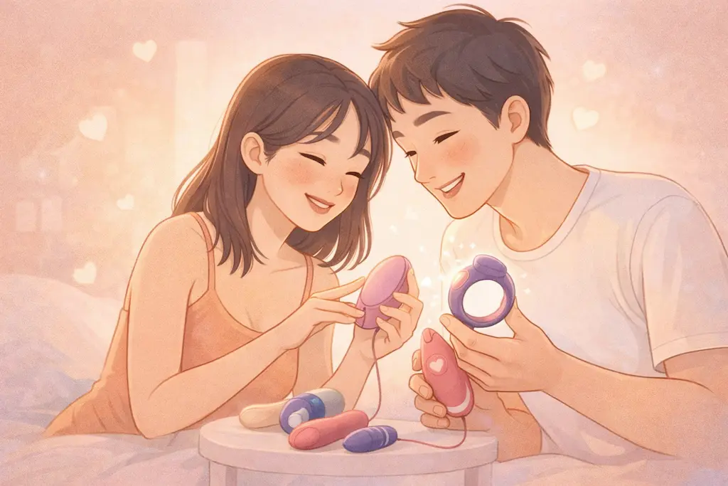 Illustrazione astratta ed elegante del piacere romantico legato ai sex toys sotto 30 euro e ai giochi sul sesso in stile minimal