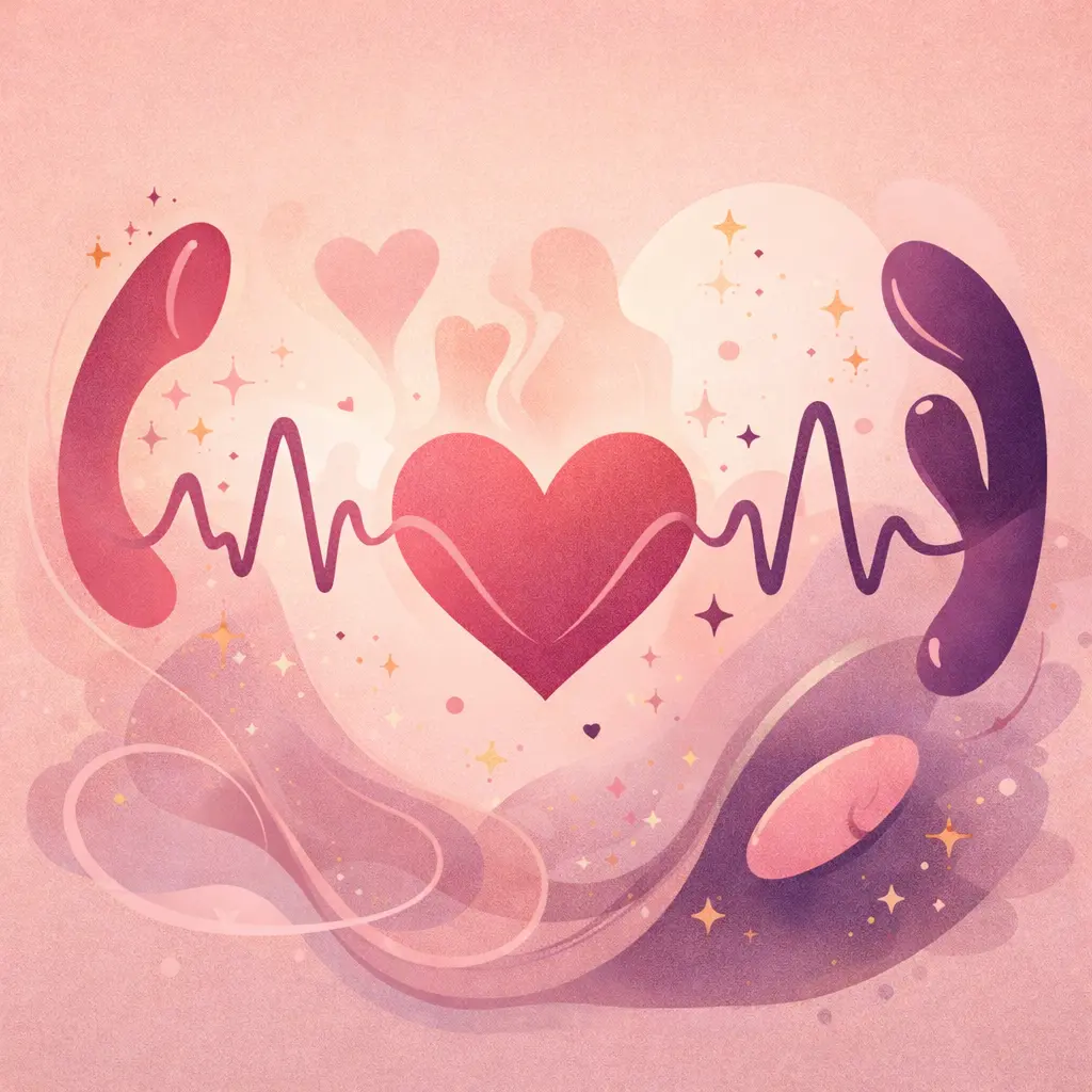 Illustrazione astratta ed elegante del piacere romantico legato ai sex toys sotto 30 euro e ai giochi sul sesso in stile minimal